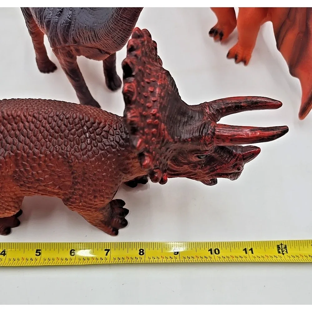 Dinosaur Triceratops Brontosaurus Pterodactyl Soft Rubber Toy Figures Lot‎